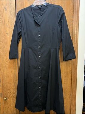 Theory Black Button-Front Midi Dress